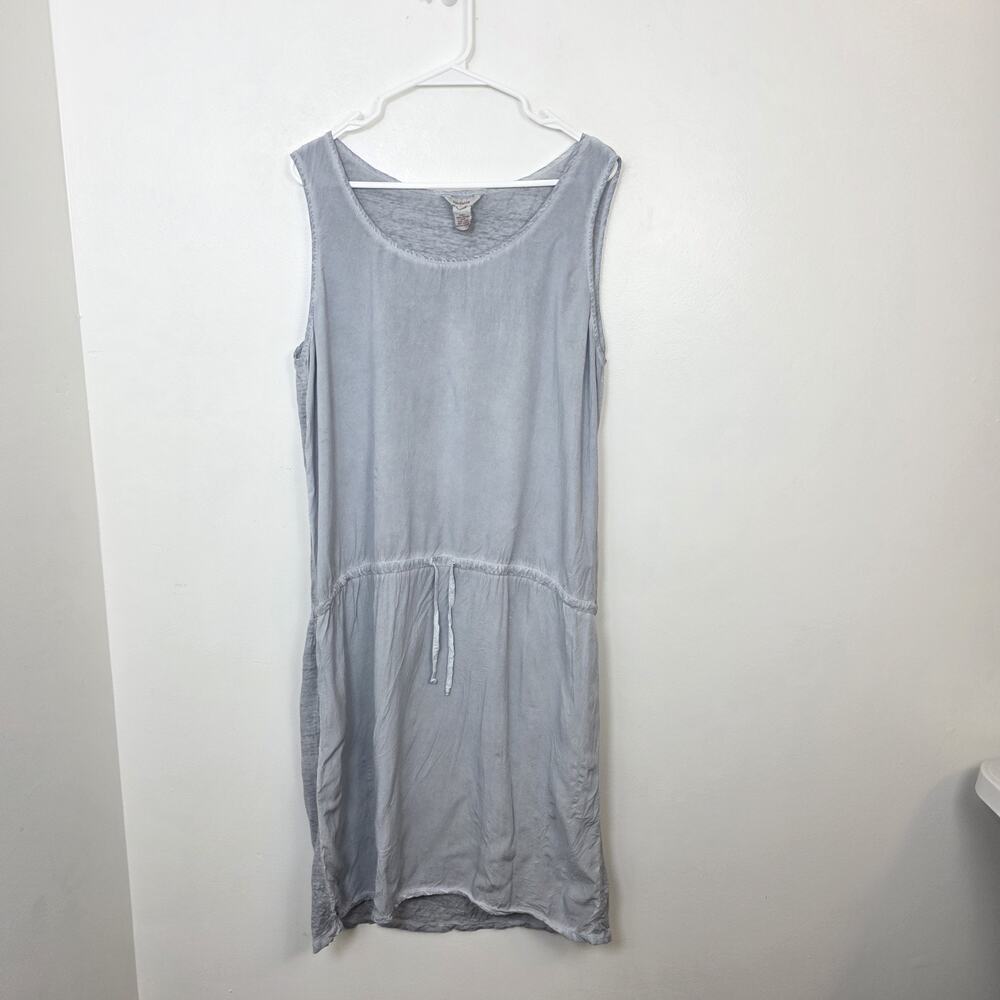 Sundance Light Blue Linen Elastic‎ Waist Beachy Neutral Mini Tank Dress Size L